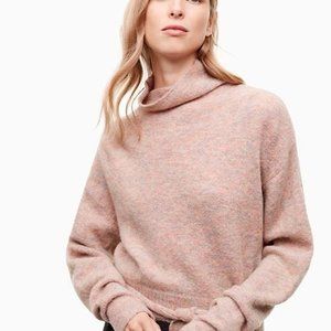 Aritzia Wilfred Lorin Sweater - Knit Funnelneck with Tie Detail *PINK* XXS
